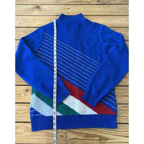 Tipsy Elves Graphic Skier Sweater Size Small Men’s Blue 1/4 Zip - Picture 5 of 7